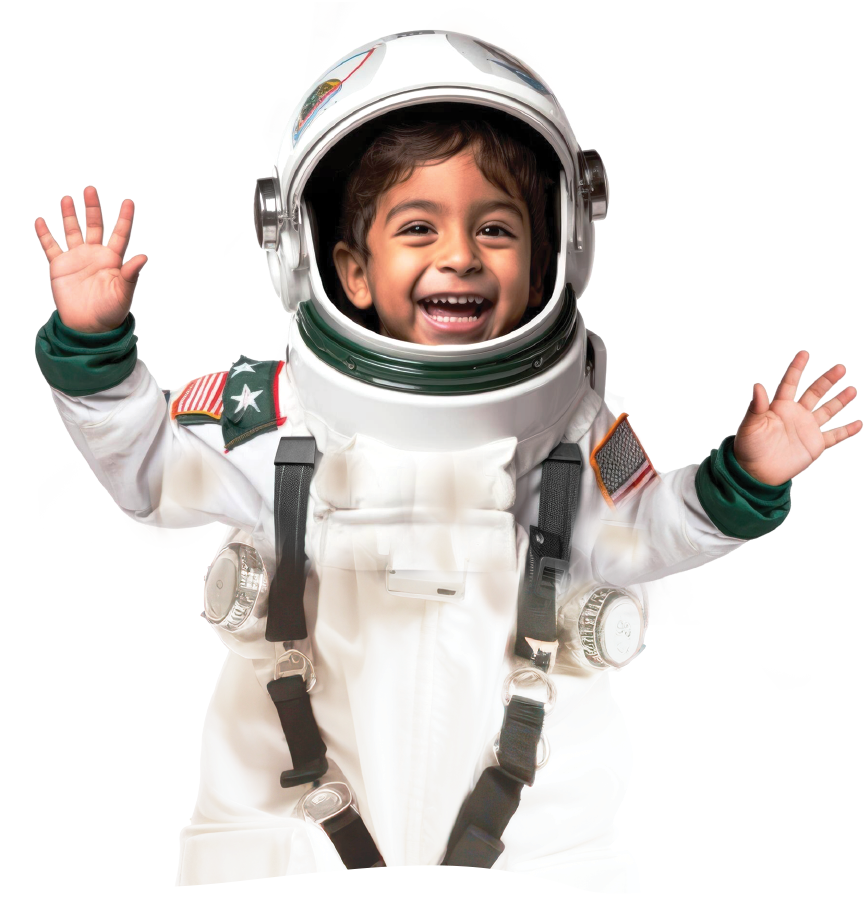 Young boy dressed as an astronaut